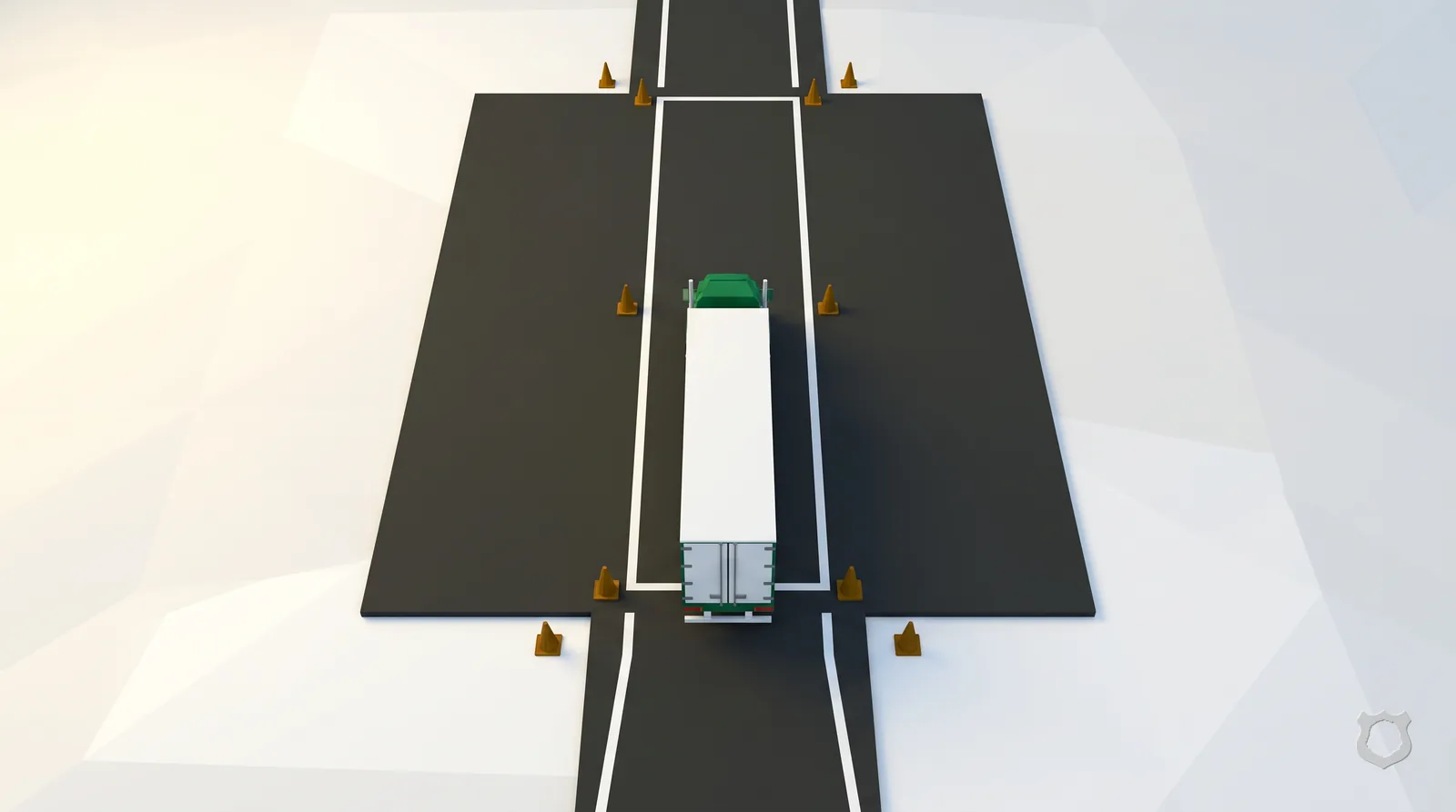 Low-poly render of a scale platform seen from above