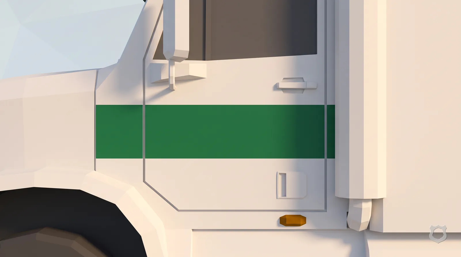 Low-poly render of a blank truck door panel
