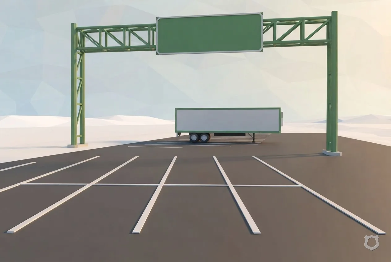 Low-poly render of an empty truck-stop stall