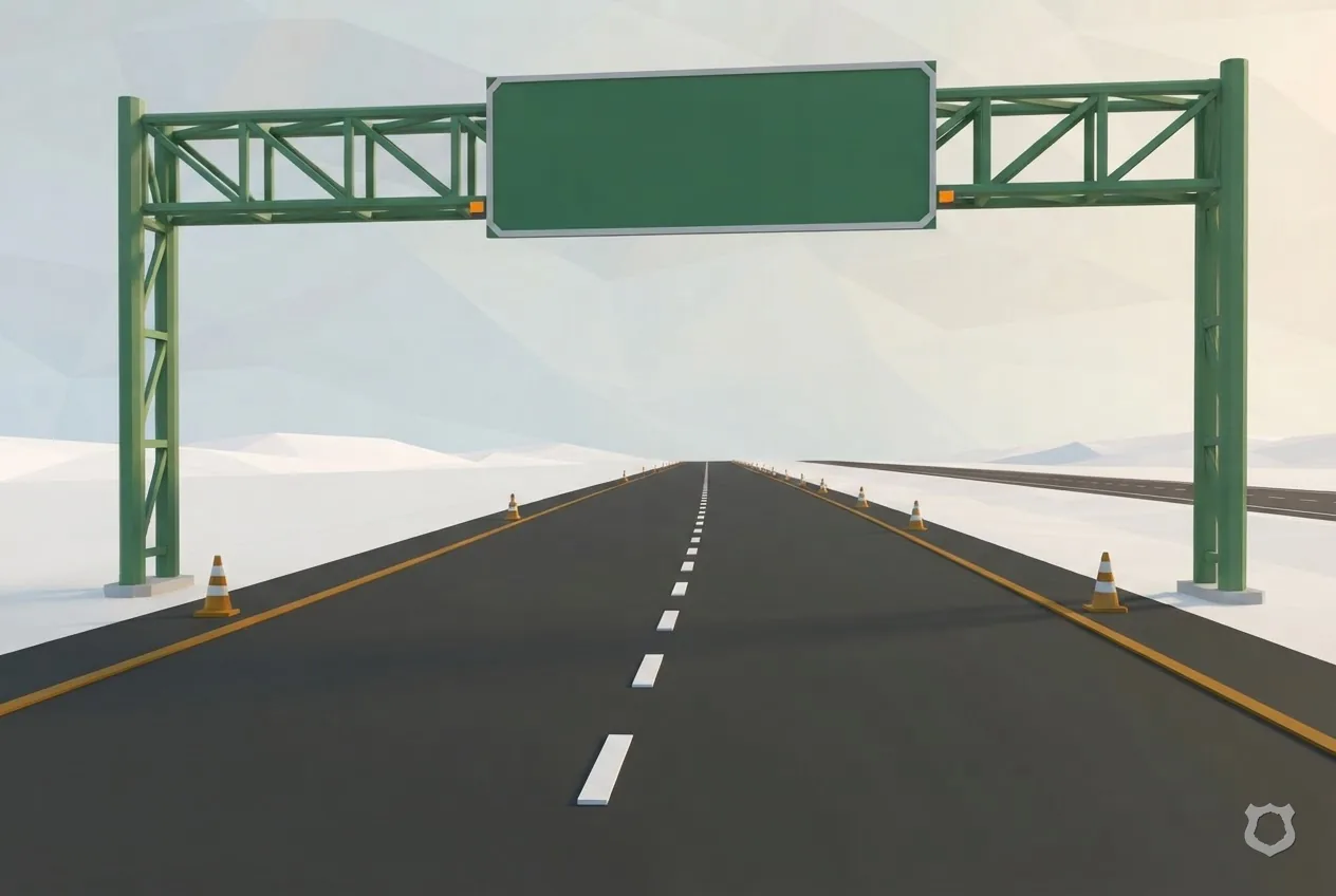 Low-poly render of an empty weigh-station apron