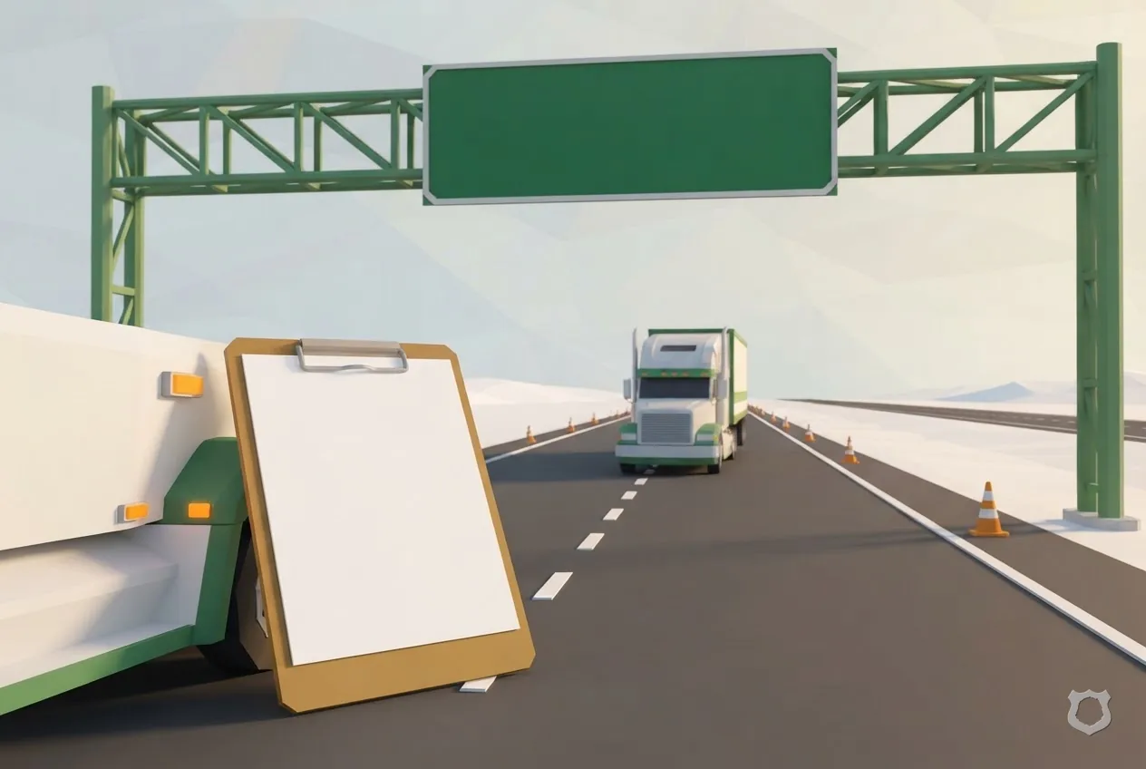 Low-poly render of a blank clipboard on a truck fender