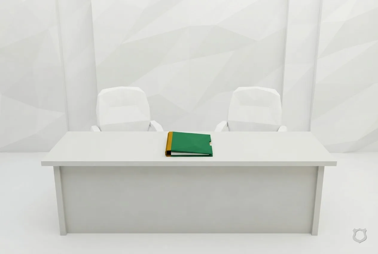 Low-poly render of an office table set for a meeting