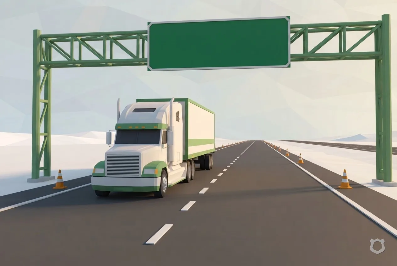 Low-poly render of a blank green highway sign panel